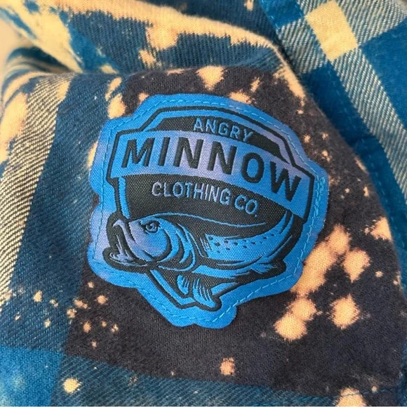 Angry Minnow Vintage Upcycled Blue Tie Dye Button Down Flannel Shirt S NWOT $75) - Picture 7 of 8